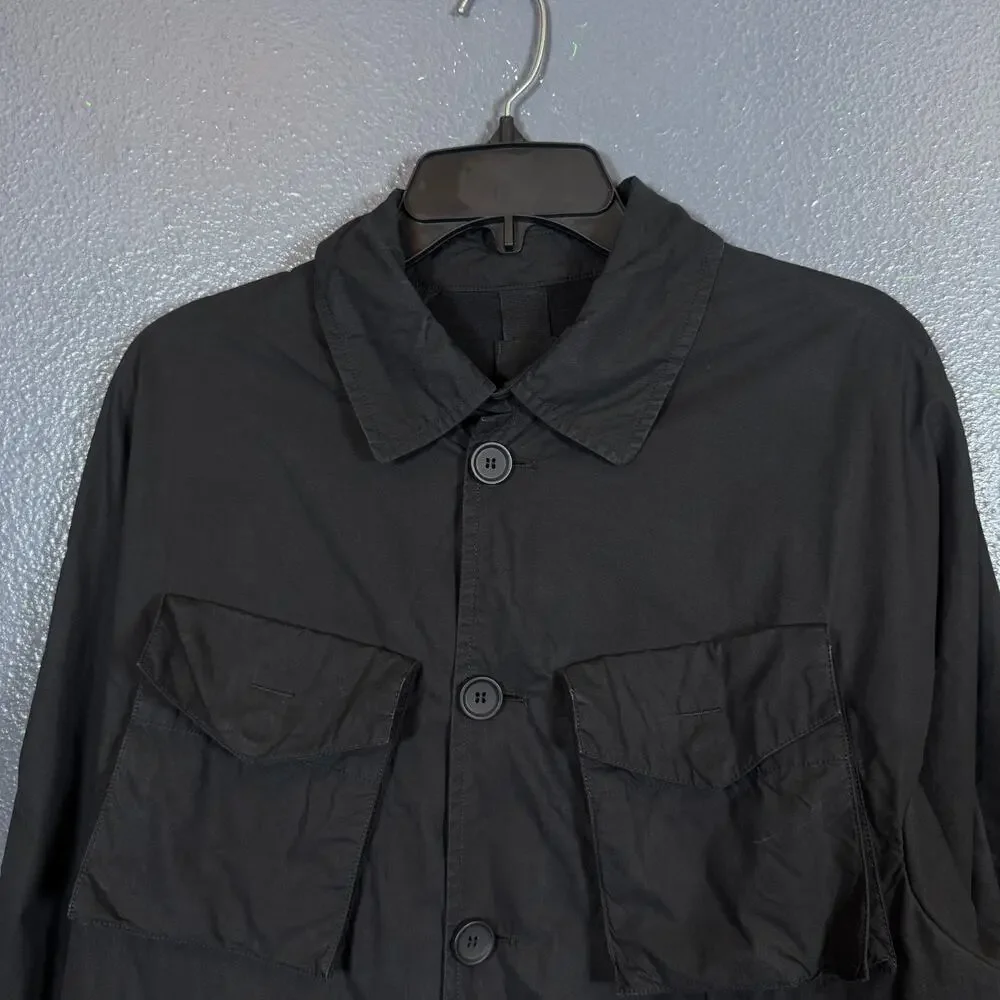 Nike esc S men’s black long sleeve button up cargo oversized shirt outdoor